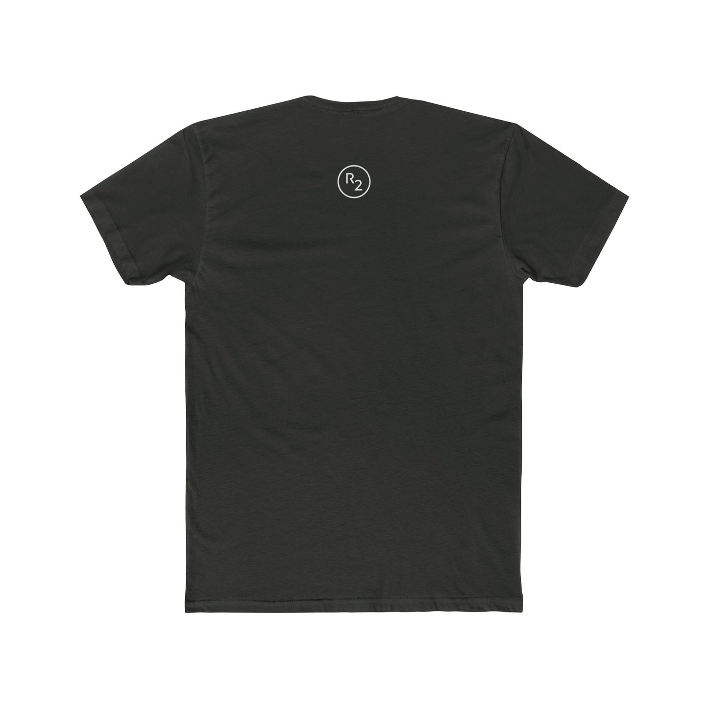 Minimal 'Road 2' Badge T-Shirt — Small Chest Logo, Back Neck Emblem
