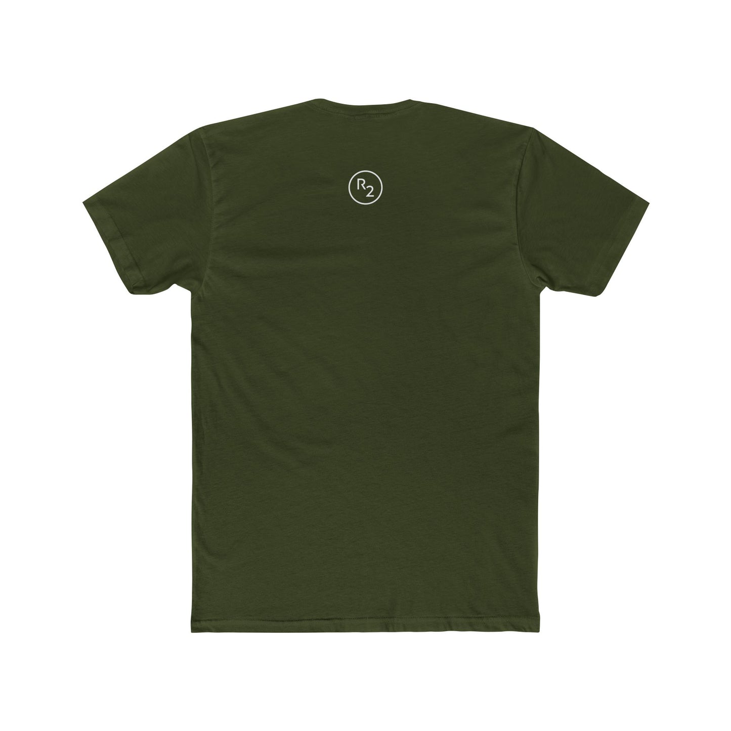 Minimal 'Road 2' Badge T-Shirt — Small Chest Logo, Back Neck Emblem