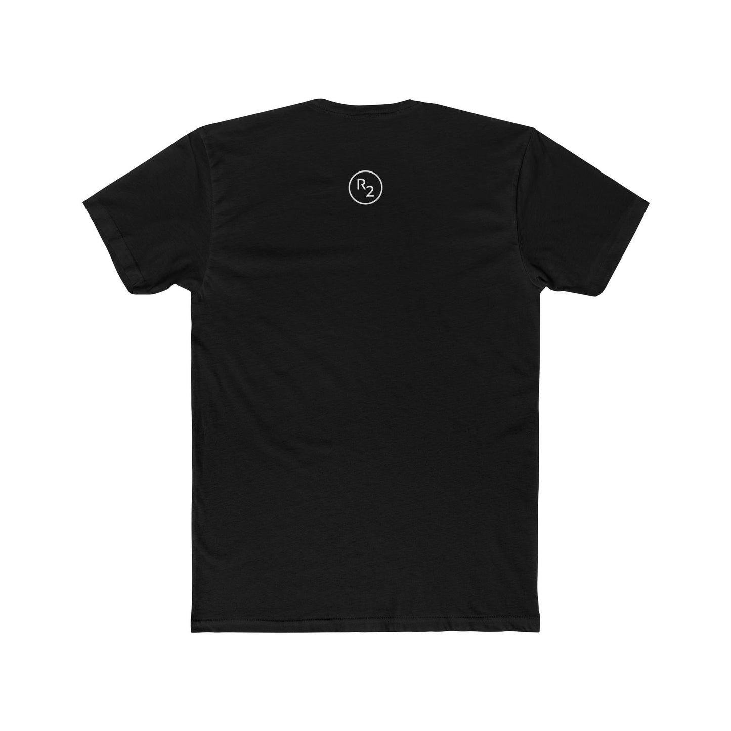 Minimal 'Road 2' Badge T-Shirt — Small Chest Logo, Back Neck Emblem